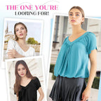 SerenaLuxe™ Pleated V-Neck Top — Sculpt Your Curves and Own Every Room with Effortless Style