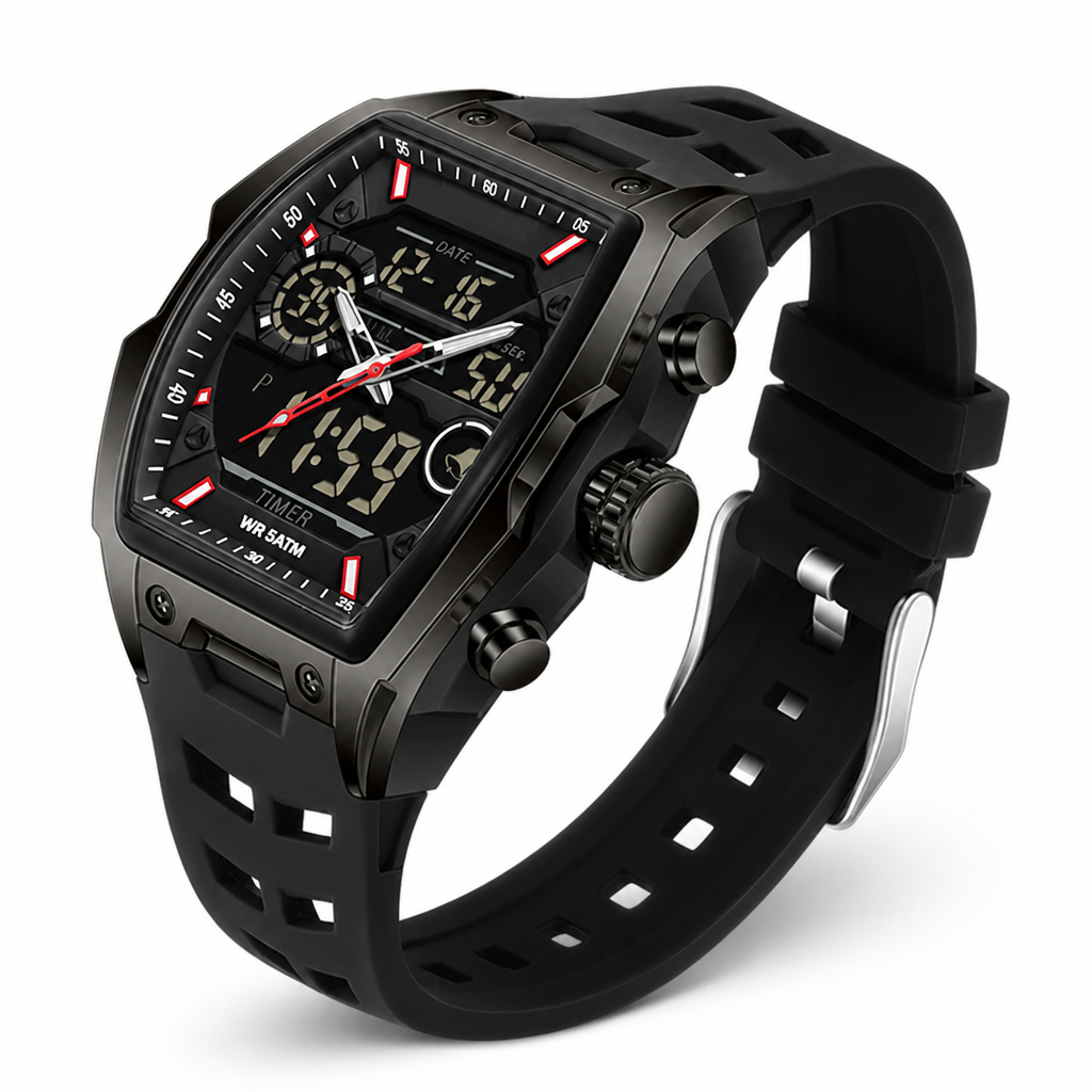 VeloQuartz™ — Own Every Second with Bold Dual-Time Precision
