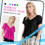 SerenaLuxe™ Pleated V-Neck Top — Sculpt Your Curves and Own Every Room with Effortless Style
