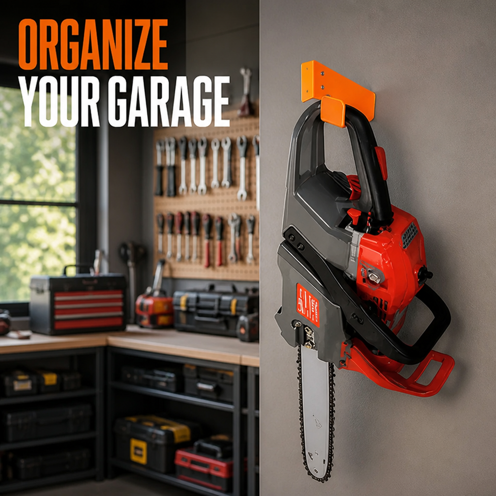 TitanGrip™ Heavy-Duty Chainsaw Hanger — Take Command of Your Garage with Rock-Solid Strength and Instant Access