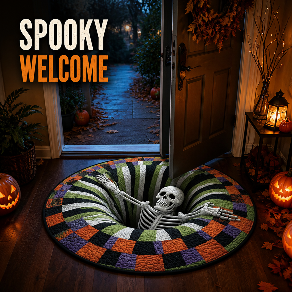 TwilightEcho™ 3D Skeleton Rug — Step Into Cozy, Spellbinding Halloween Magic
