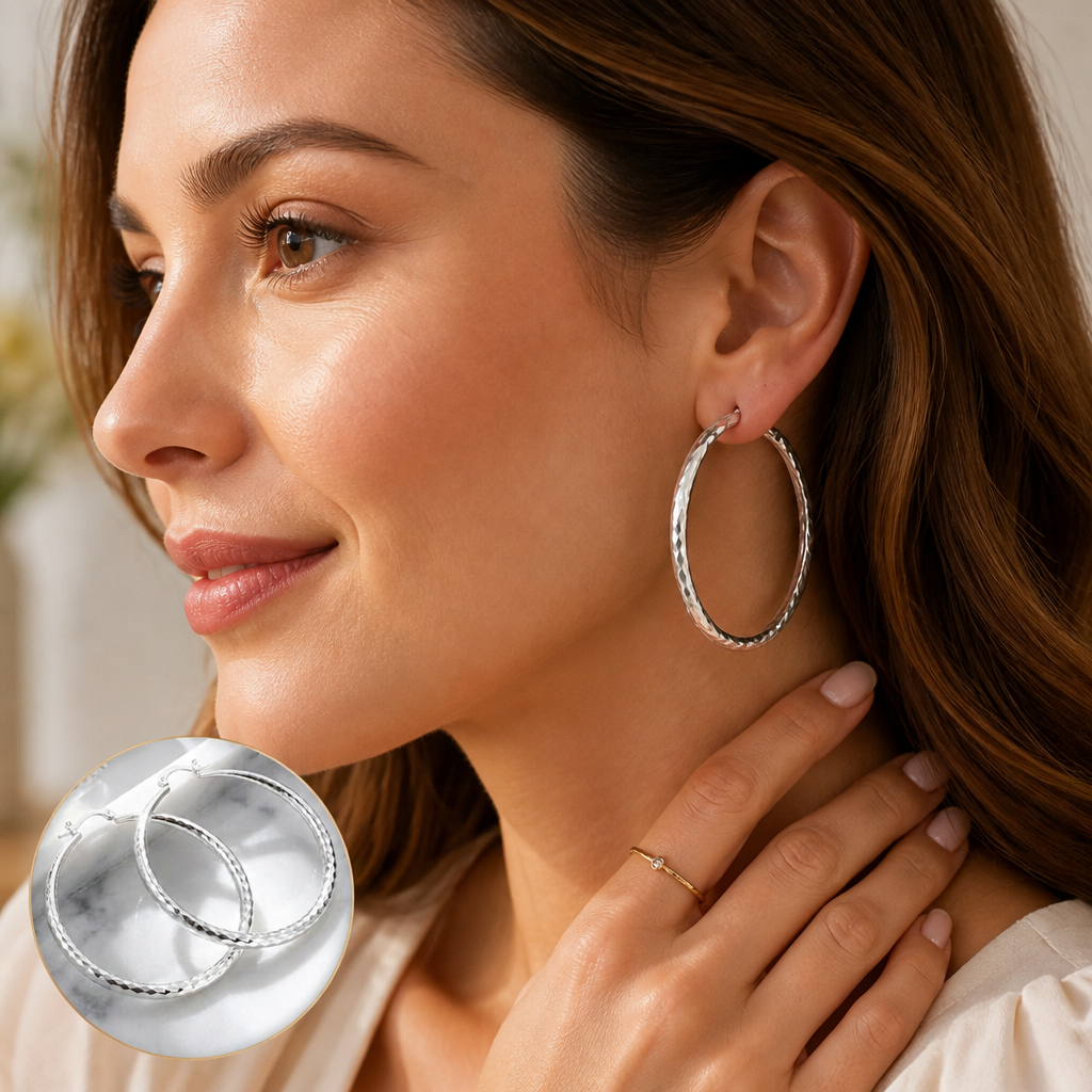 LustraLuxe™ Diamond-Cut Hoop Earrings — Ignite Every Room with Effortless Radiance and Confidence