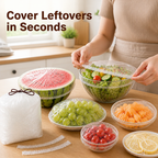 StretchKeep™ — Cover leftovers in seconds, without the lid hunt or plastic-wrap struggle