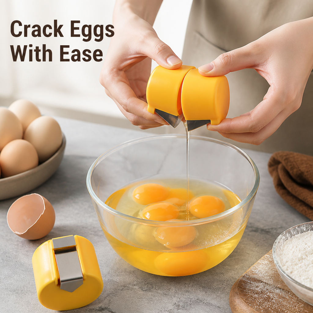 CrackEase™ — Crack Perfect Eggs Instantly, Stress-Free and Spotless Every Time