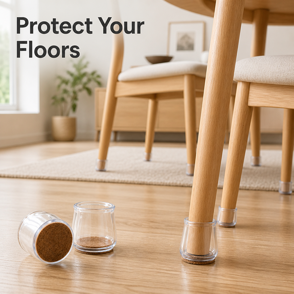 SilencioGrip™ (12pcs/pack) Chair Leg Shields — Protect Your Floors in Perfect Silence and Invisible Style
