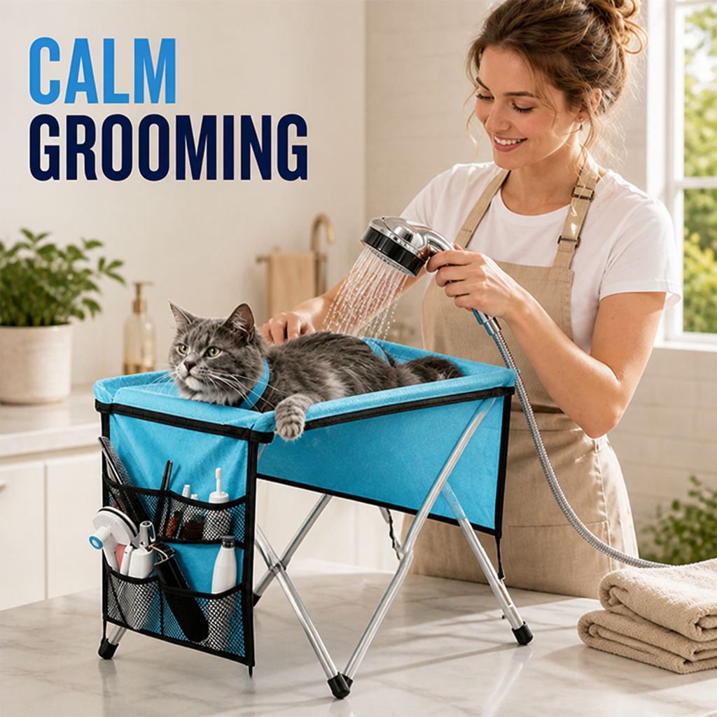 Petvessa™ 2-in-1 Foldable Grooming Bed — Finally, Calm, Control, and Comfort for Stress-Free Pet Grooming