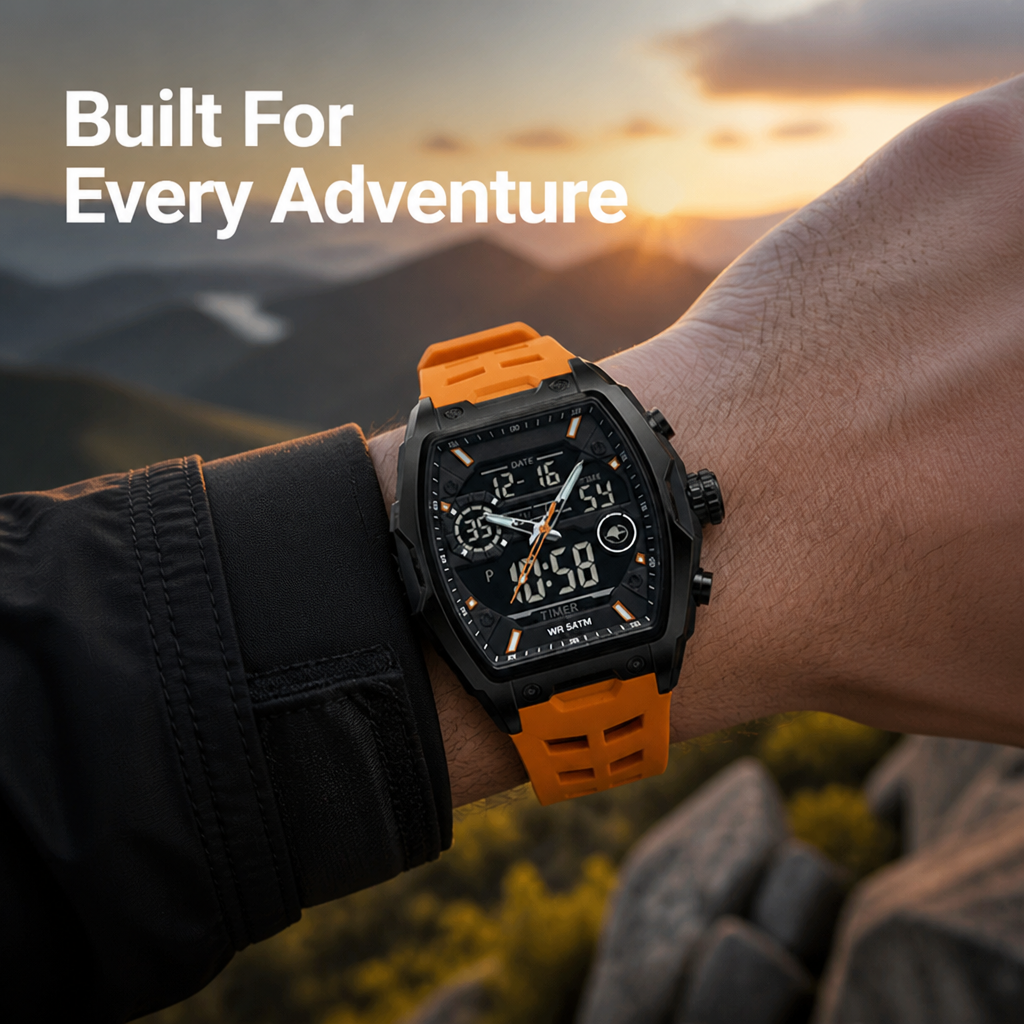 VeloQuartz™ — Own Every Second with Bold Dual-Time Precision