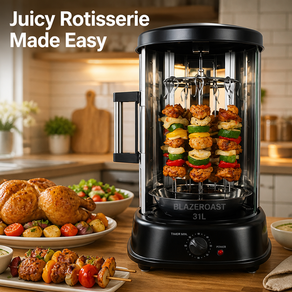 BlazeRoast™ — Unlock Juicy, Perfect Rotisserie Meals Without Any Mess or Stress