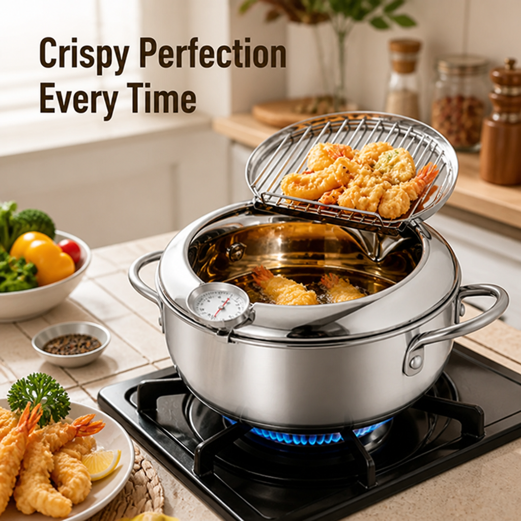 Crispora™ Stainless Steel Fryer — Unlock Crispy, Light, Restaurant-Quality Fries Every Time