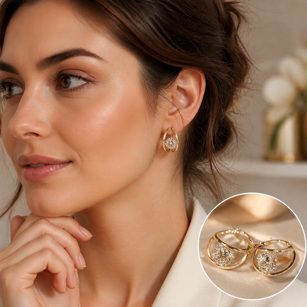 LumaLuxe™ Double Hoop Earrings — Command Every Room with Effortless Glow and Weightless Confidence