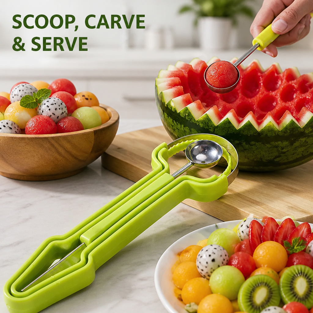 FlairSculpt™ 3-in-1 Fruit Maestro — Create Jaw-Dropping Fruit Art with Effortless Precision