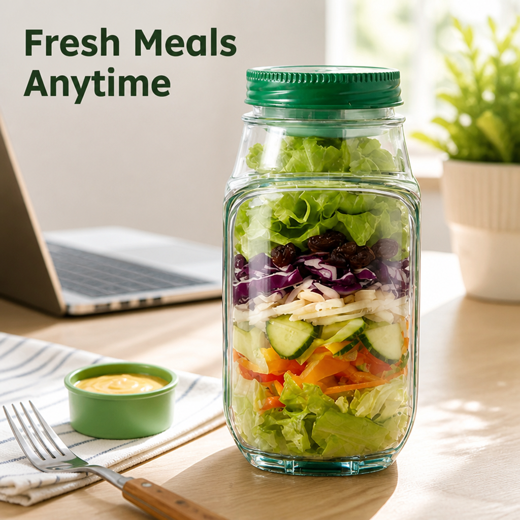 VitaSeal™ Salad Jar — Keep Every Crunch Fresh and Your Lunch Leakproof On-the-Go