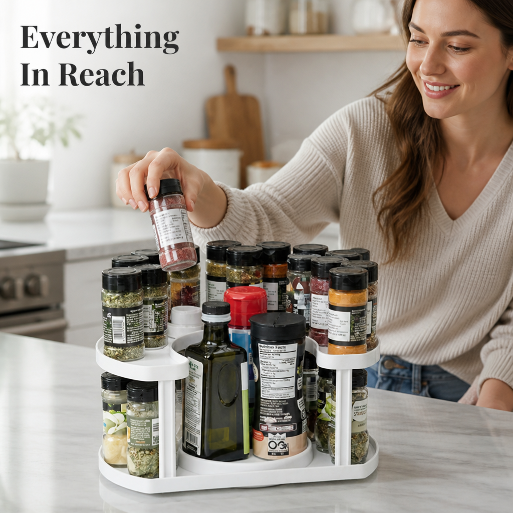 Glidrama™ Rotating Spice Tower — Spin Your Way to Instant Kitchen Calm and Cooking Joy