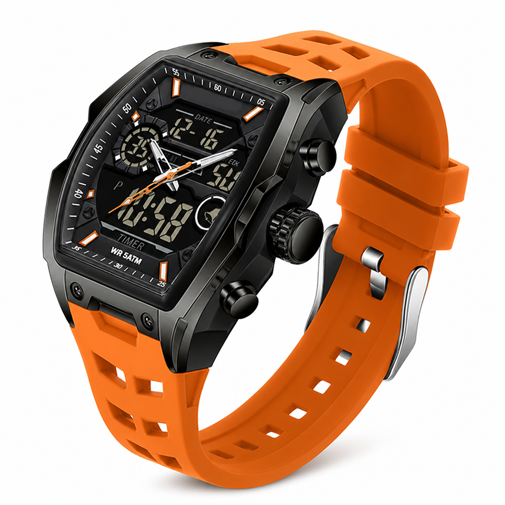 VeloQuartz™ — Own Every Second with Bold Dual-Time Precision