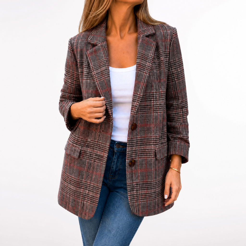 VeroStride™ Glen Plaid Blazer — Unleash Effortless Confidence That Moves With You All Day