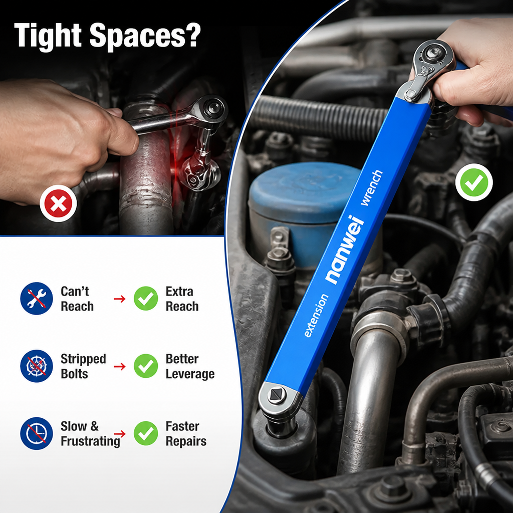 TorquePivot™ Extension Wrench — Outsmart Tight Spots and Crush Stubborn Bolts Effortlessly