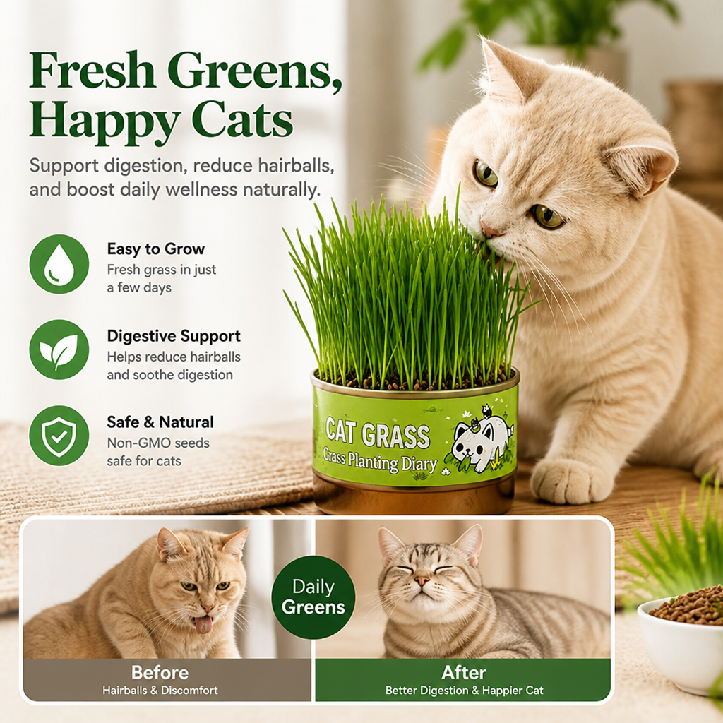 VerduraPaws™ — Ignite Your Cat’s Joy with Lush, Soothing Greens Grown at Home