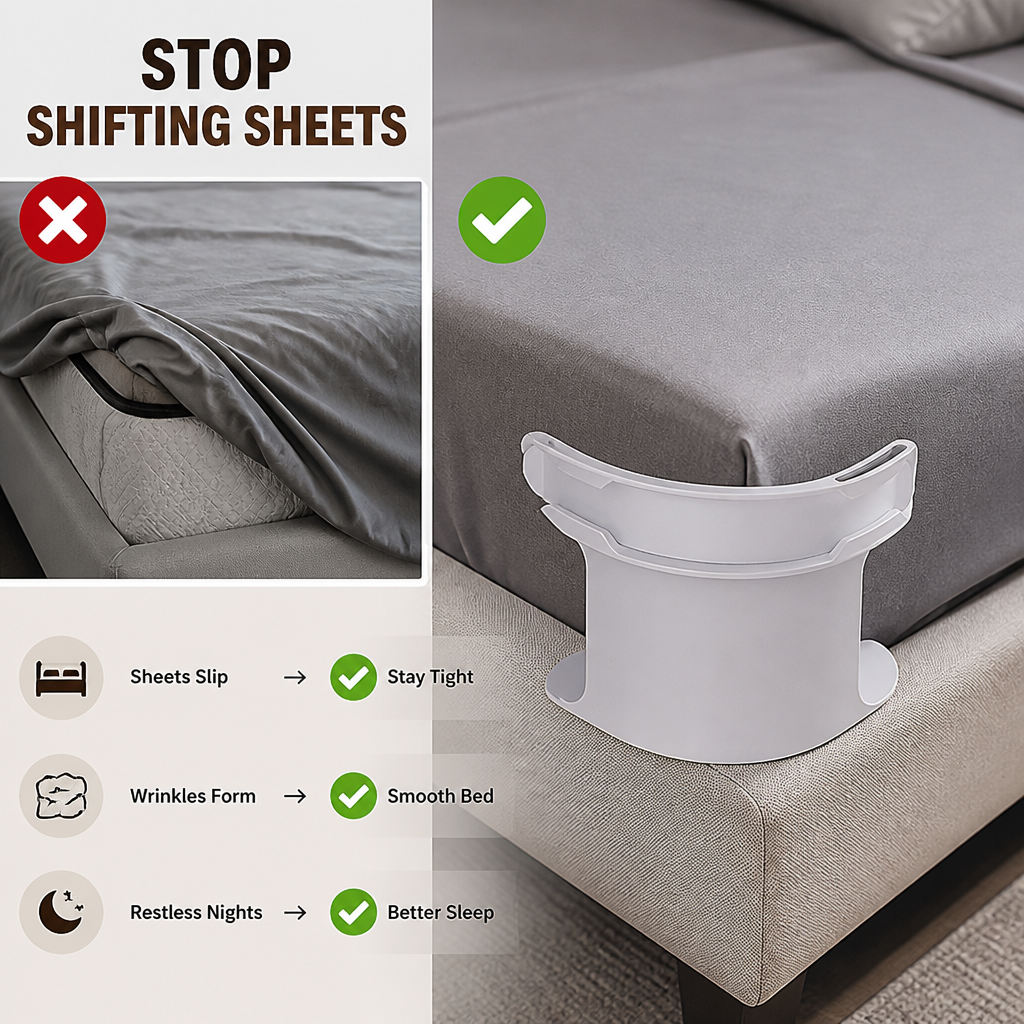 FlexiGrip™ Sheet Anchors — Lock Your Sheets, Wake Up Wrinkle-Free Every Day
