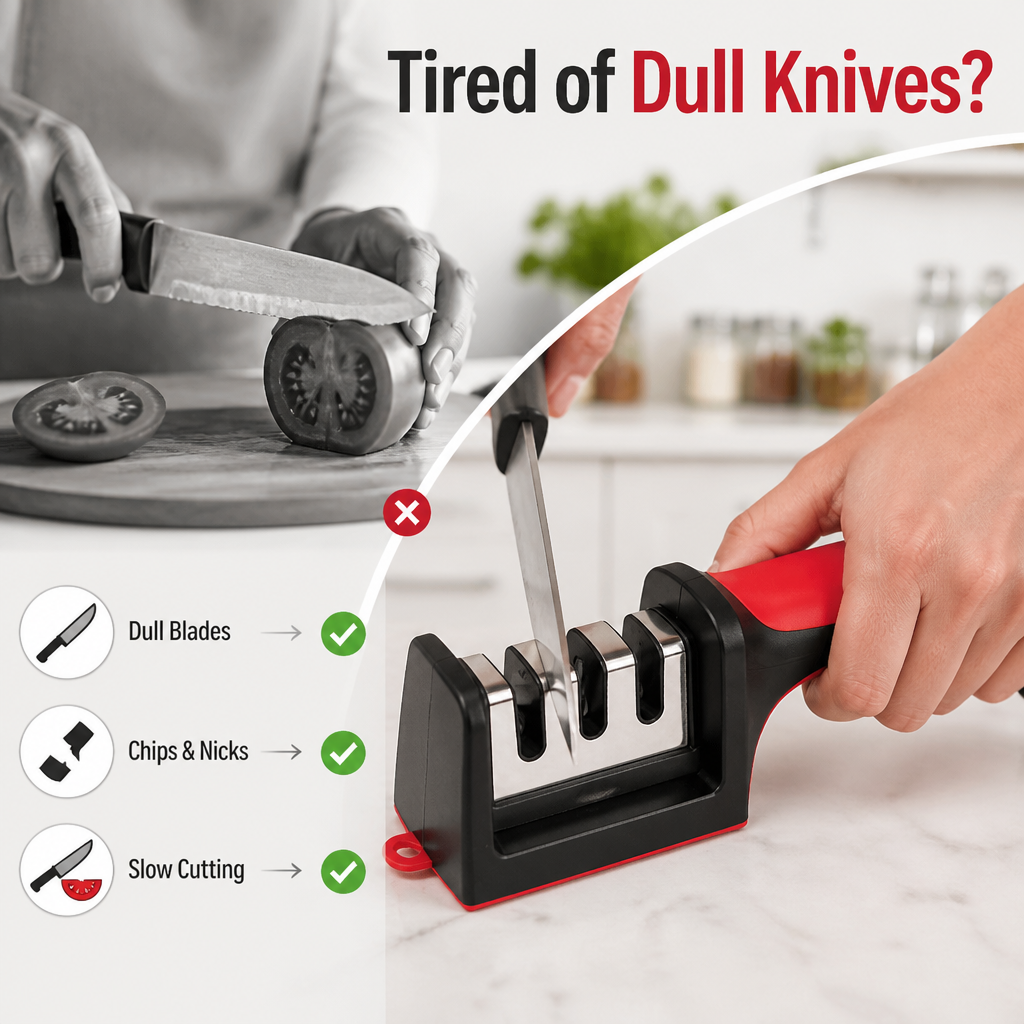 BladePulse™ 3-Stage Sharpener — Unleash Razor Edges That Ignite Your Cooking Passion