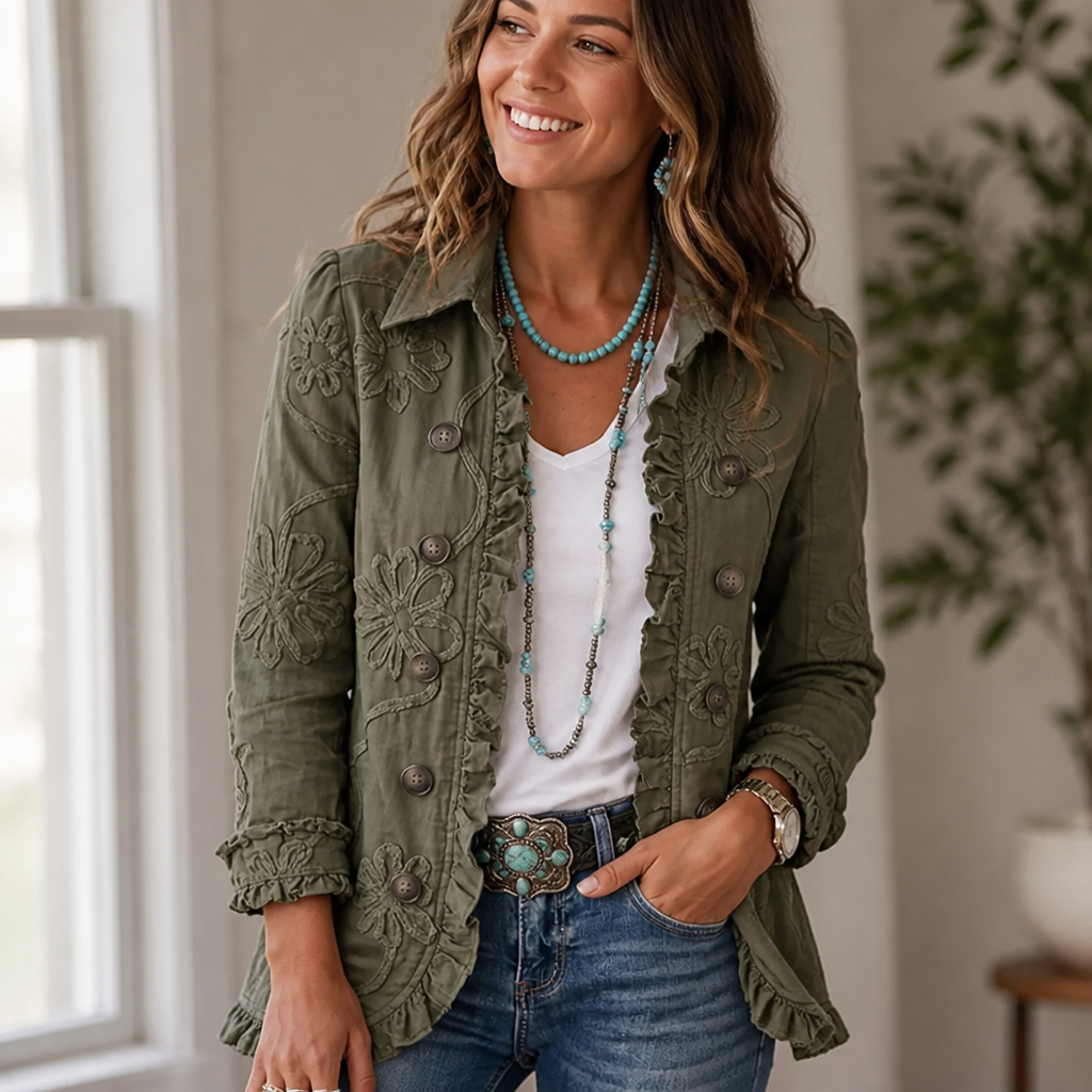 Petalvienne™ Floral Utility Jacket — Turn Heads with Effortless Vintage Charm and Feminine Grace