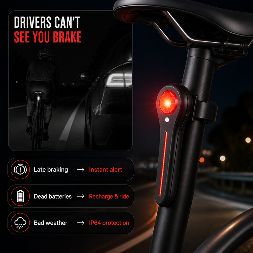 VeloPulse™ Rechargeable Rear Light — Command Attention Instantly and Ride Confidently Every Time