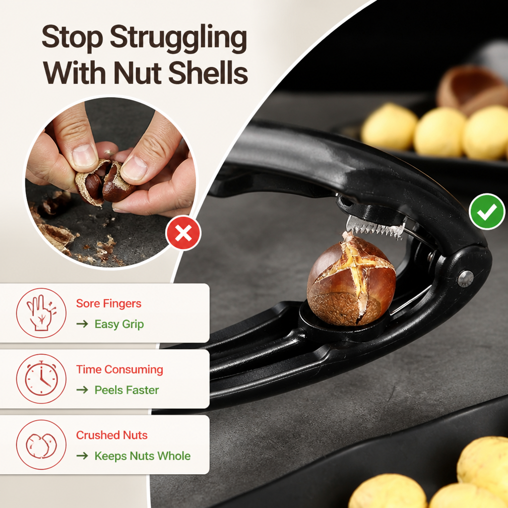 NutraPeel™ — Effortless Nut Shelling That Protects Your Fingers and Saves Time