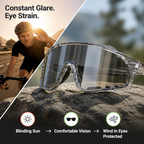 Glarevo™ — Ride comfortably through sun and shade without changing glasses
