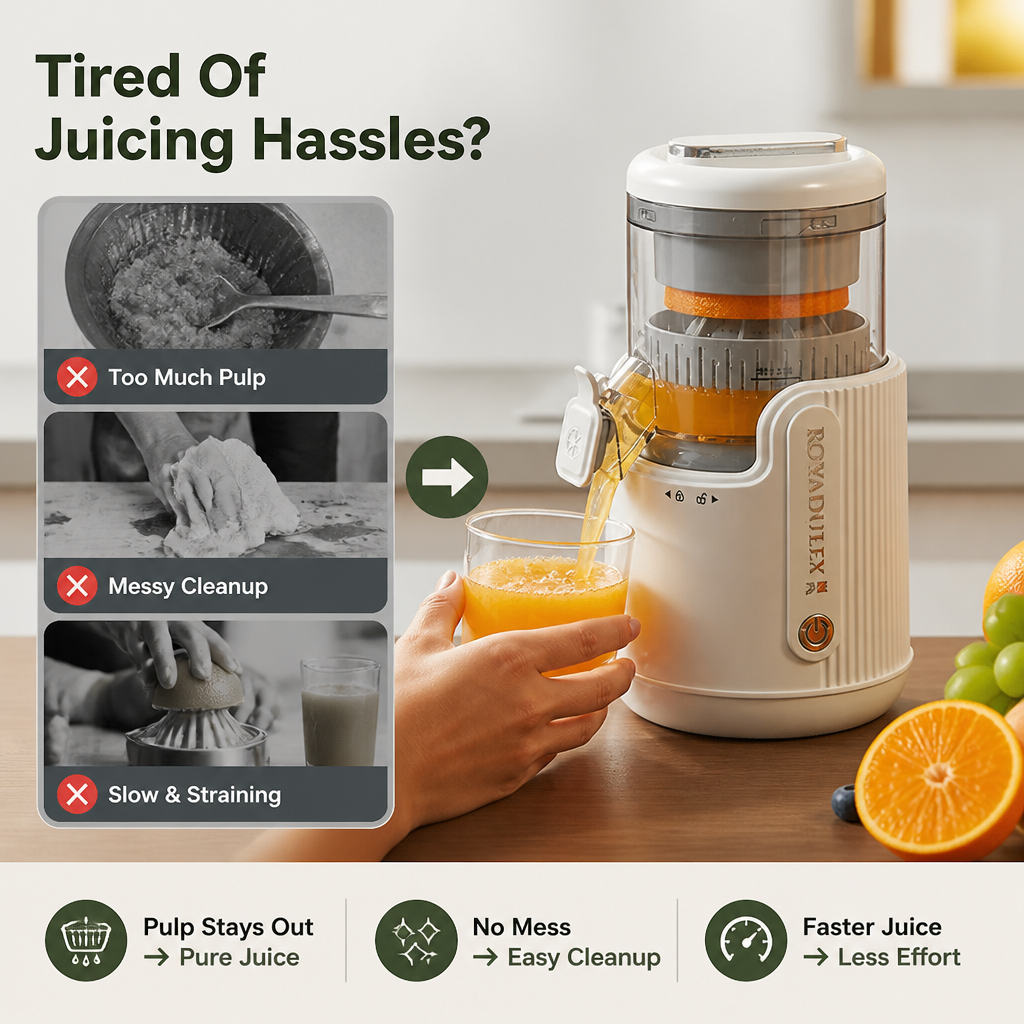VersaJuicePro™ — Effortless Fresh Juice That Powers Your Day and Clears Your Mess