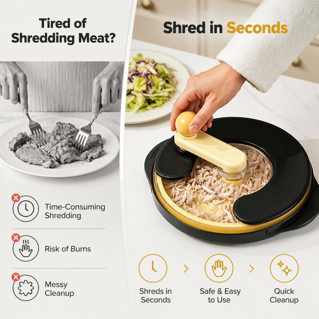 ShredEase™ — Twist to Perfectly Tender Meat Shreds in Seconds