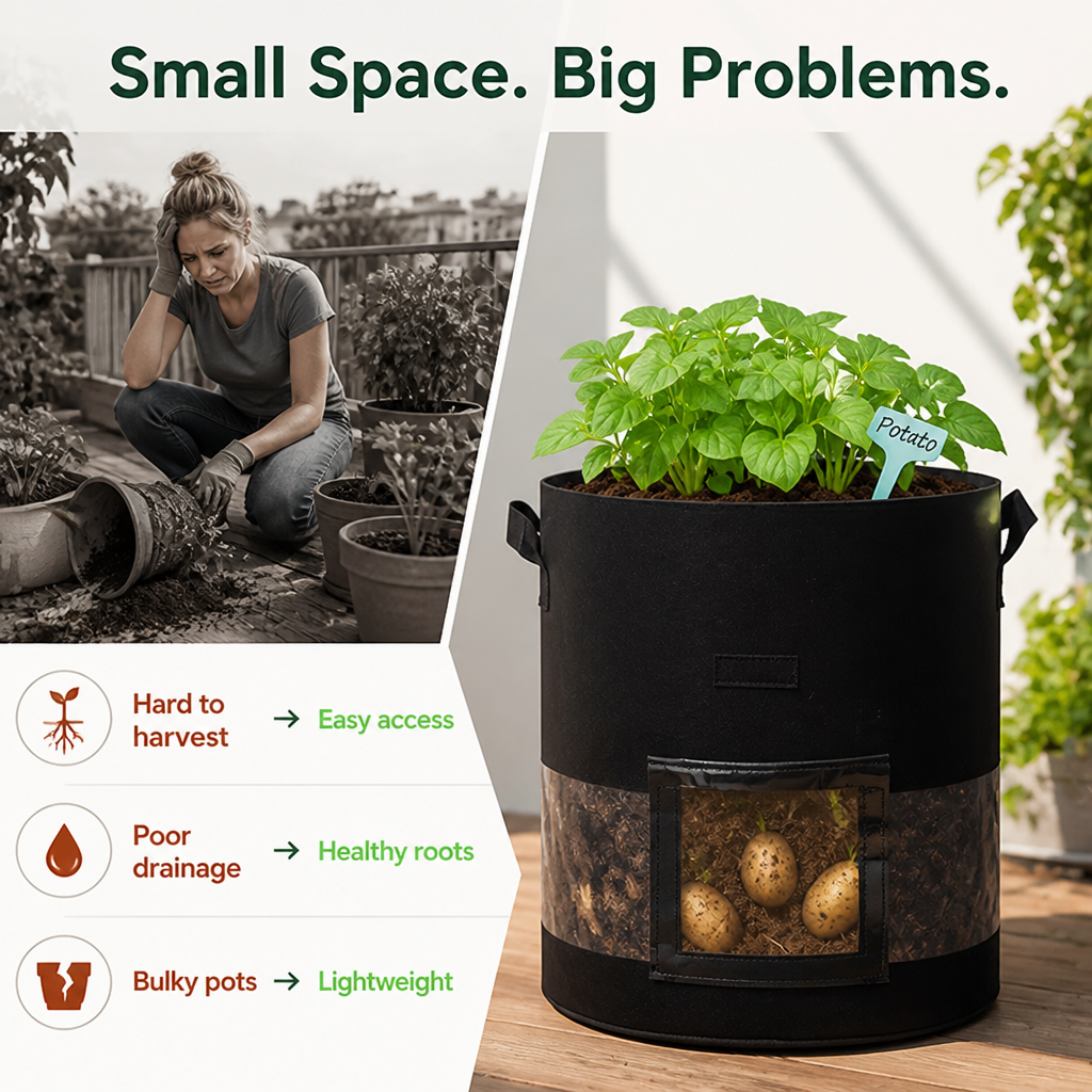 Rootivelle™ Grow Bag — Harvest Fresh, Flavorful Veggies Right from Any Tiny Space
