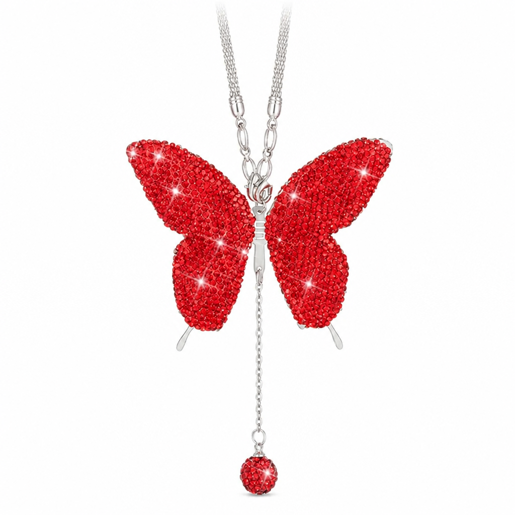 LunaFlare™ Diamond Butterfly Pendant — Ignite Every Drive with Sparkling Joy and Freedom