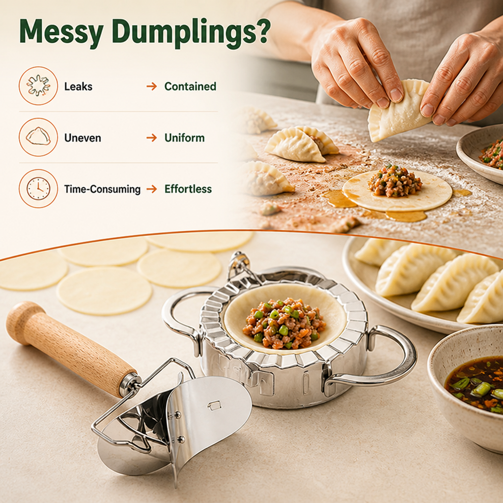 Dumpliva™ Stainless Steel Dumpling & Dough Cutter Set — Effortless Perfect Dumplings That Turn Your Kitchen Into a Celebration