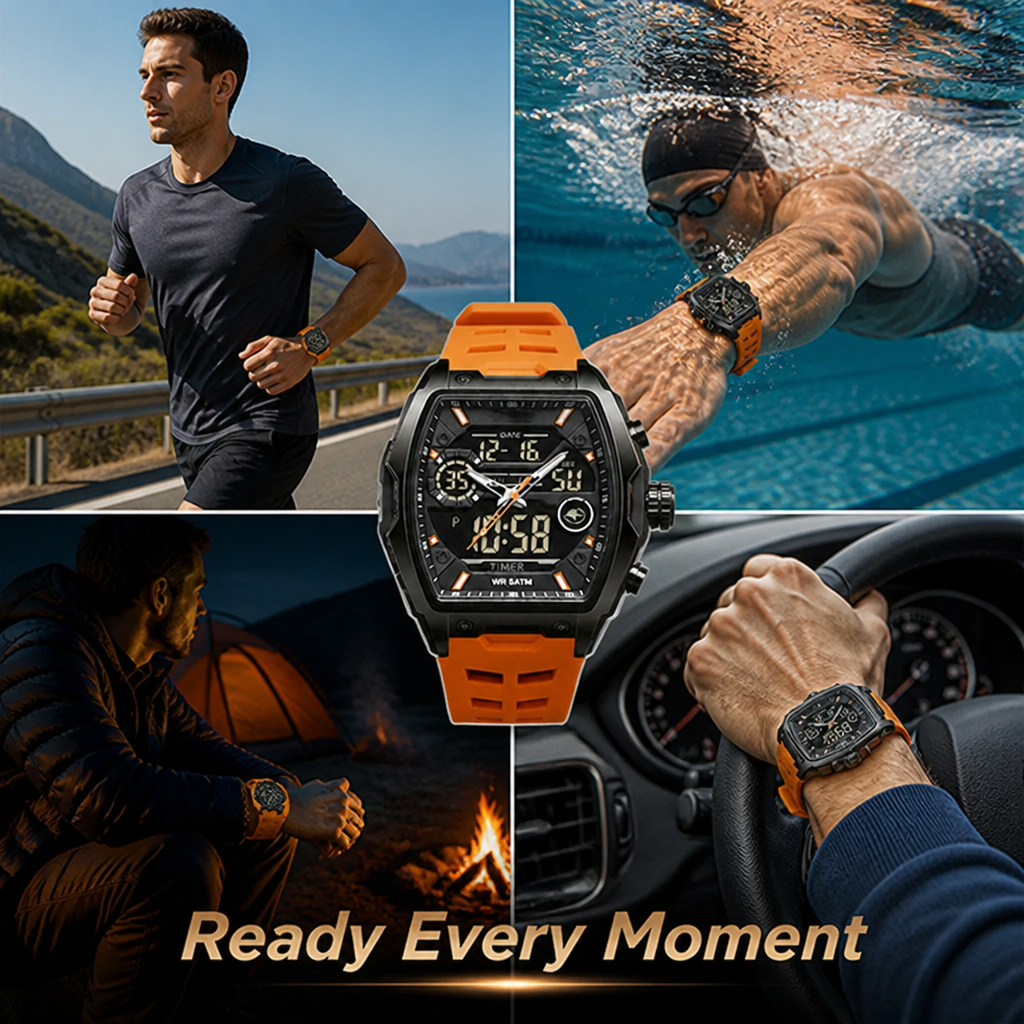 VeloQuartz™ — Own Every Second with Bold Dual-Time Precision