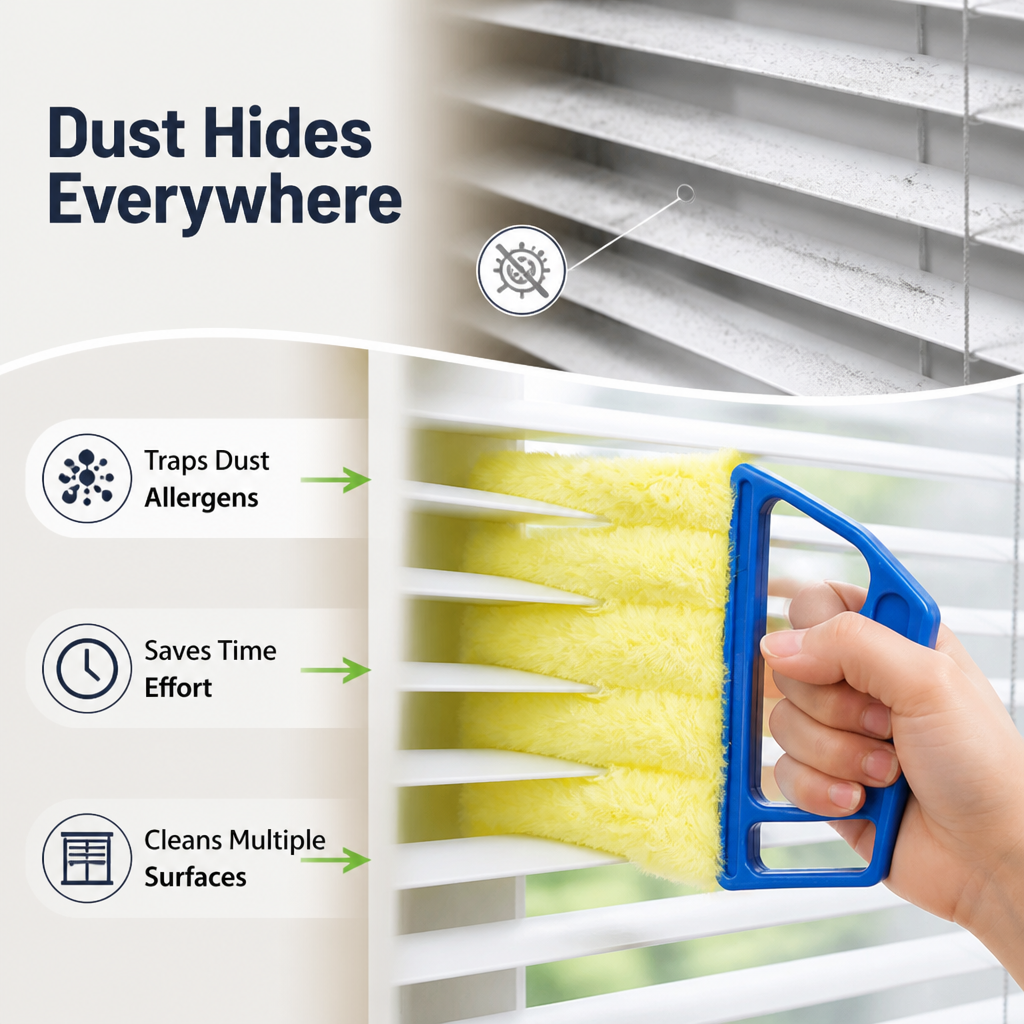 FlexSweep™ — Transform Dusty Blinds into a Fresh, Allergy-Free Haven Instantly