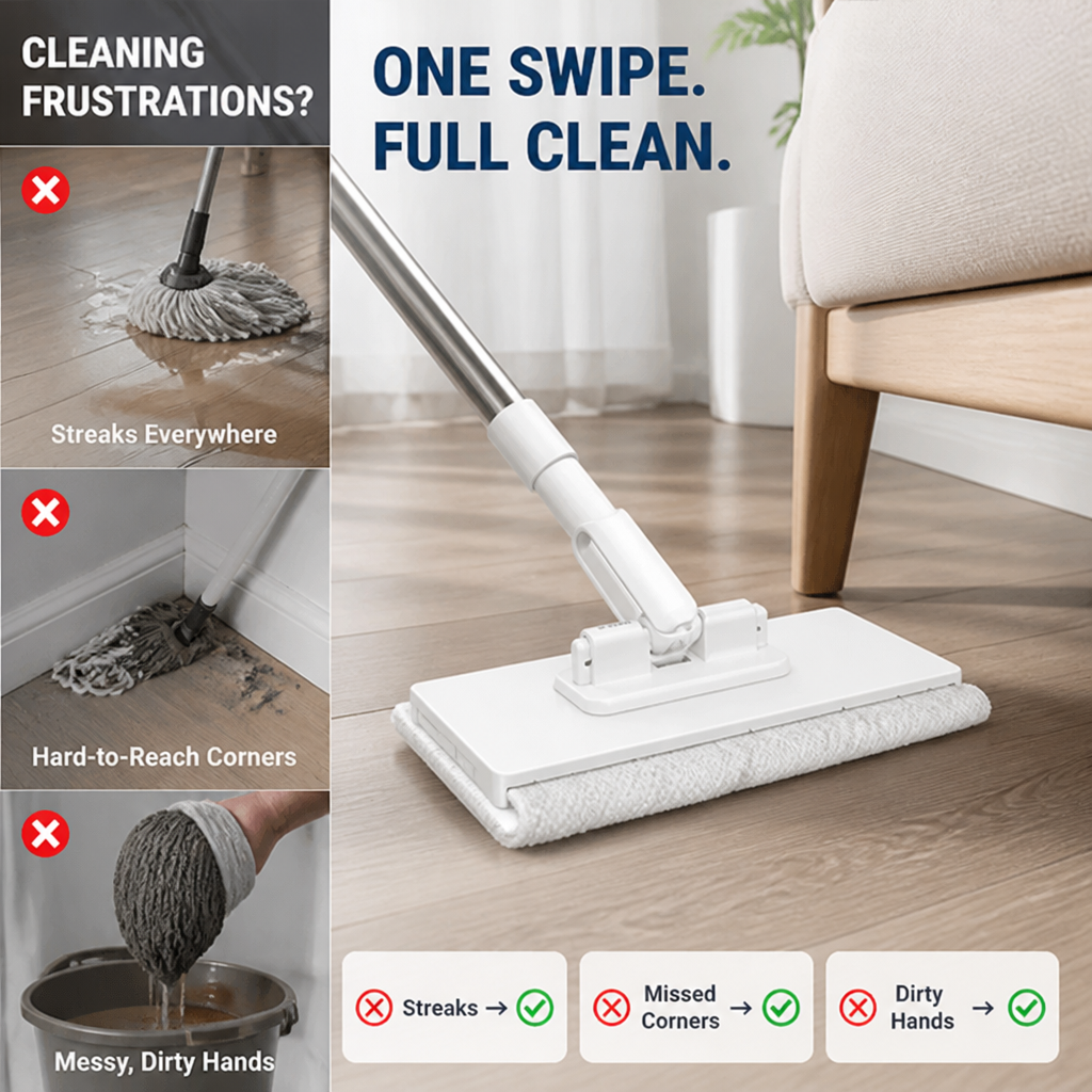 SwiftSweep™ Mop — Clean Every Corner Without Breaking a Sweat