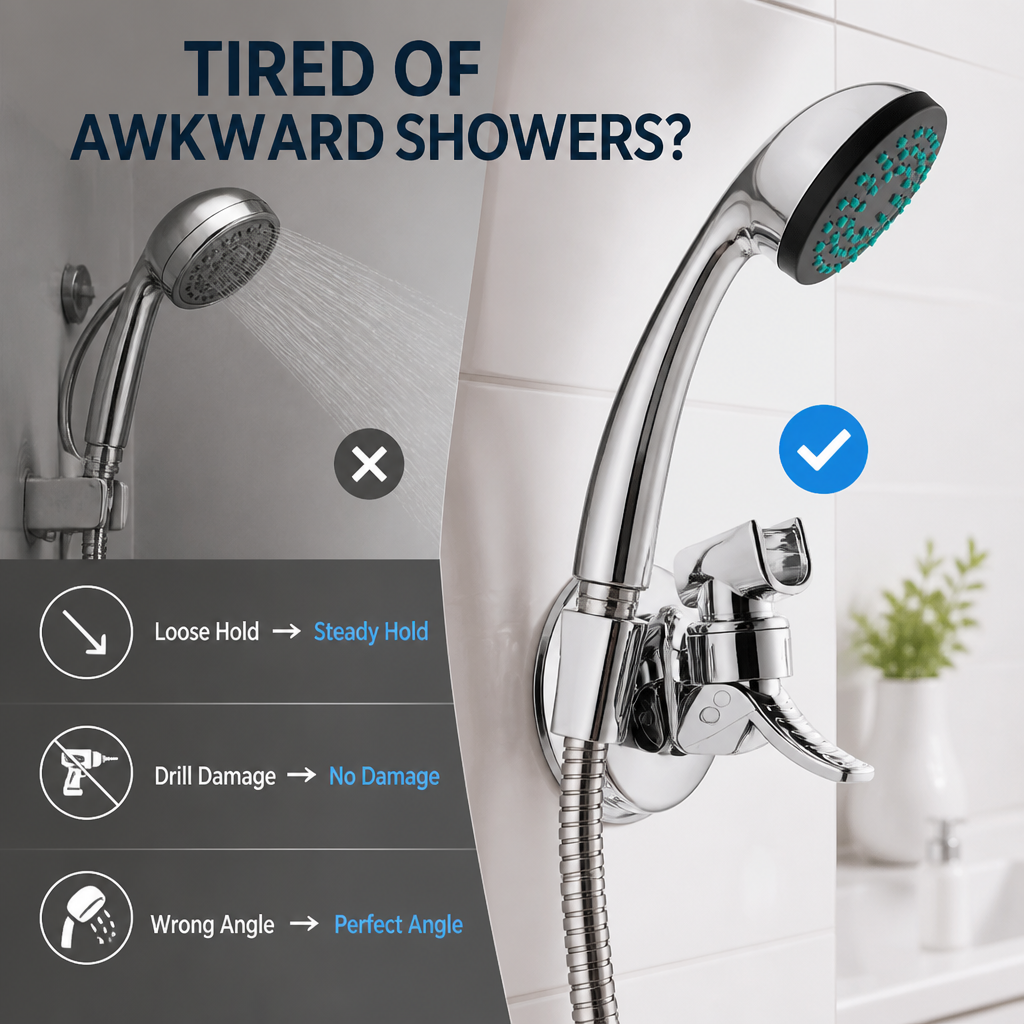 AquaGrip™ — Lock In Your Perfect Shower Angle Instantly Without Drills or Damage