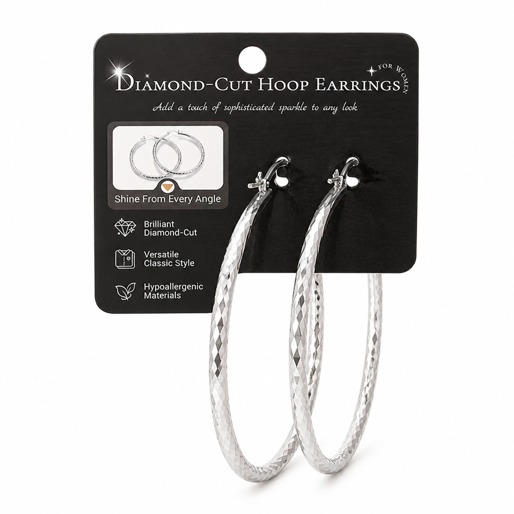 LustraLuxe™ Diamond-Cut Hoop Earrings — Ignite Every Room with Effortless Radiance and Confidence