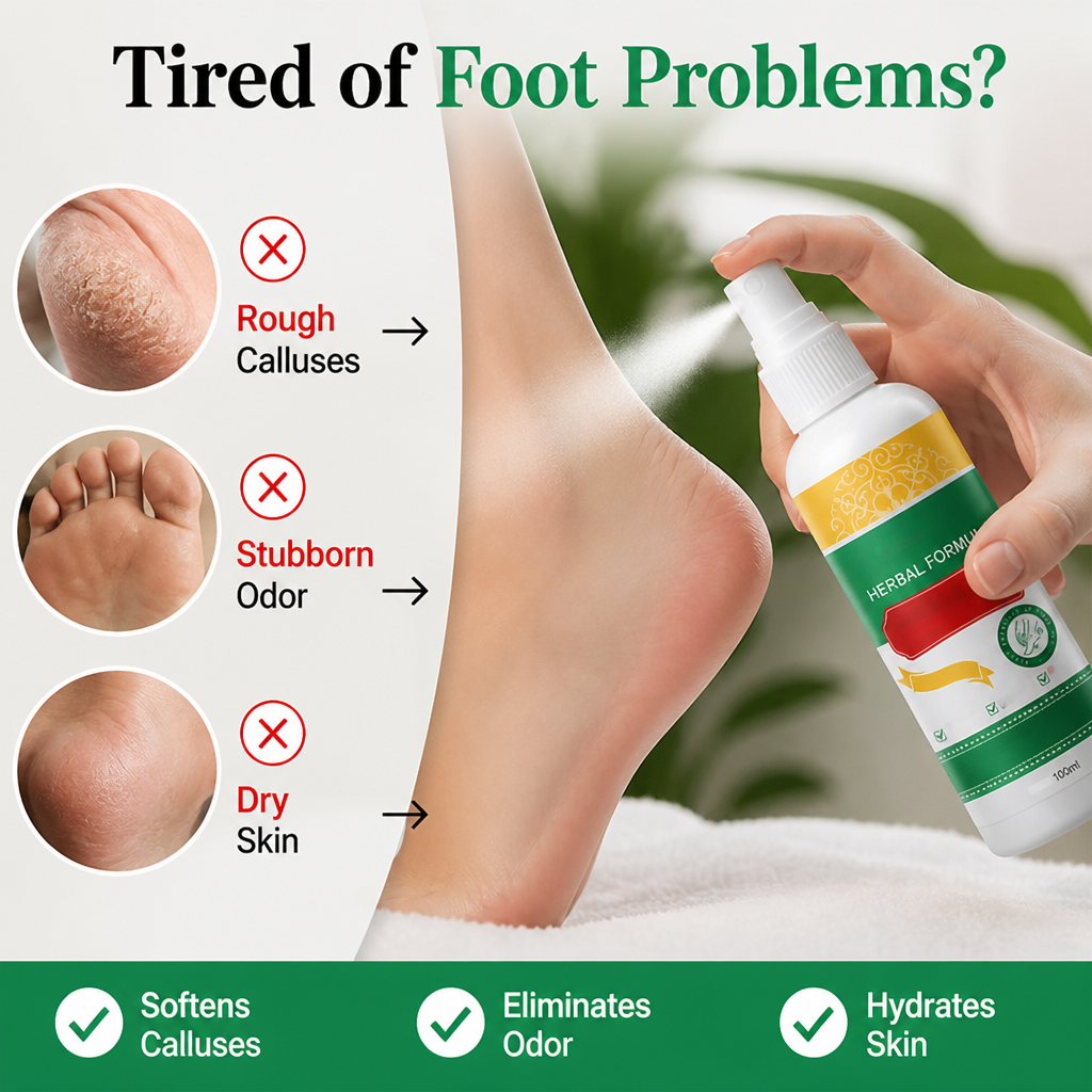 StrideEase™ Herbal Foot Spray — Transform Rough, Stinky Feet into Silky-Smooth Confidence Every Day