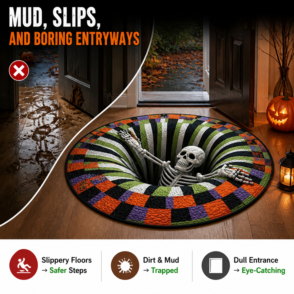 TwilightEcho™ 3D Skeleton Rug — Step Into Cozy, Spellbinding Halloween Magic
