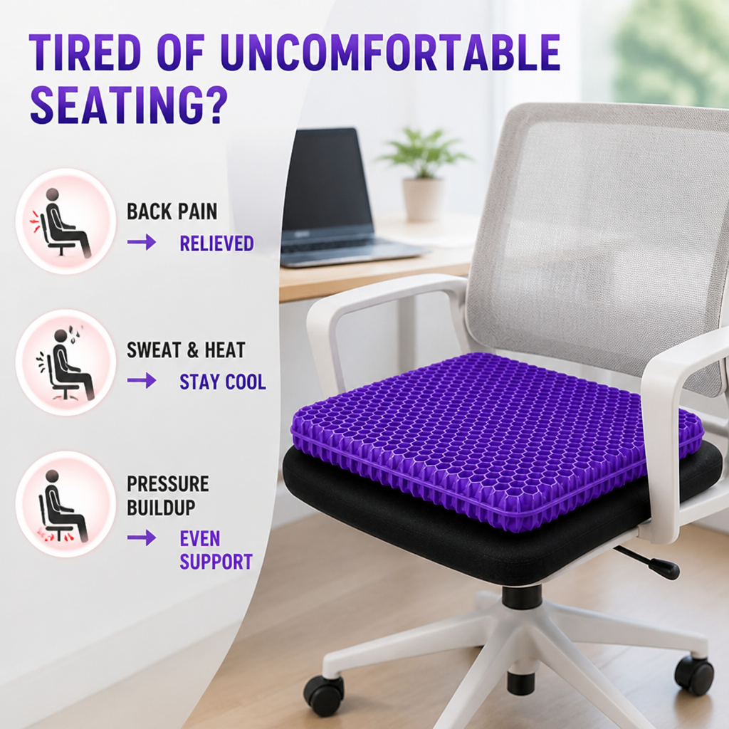 ChillCore™ Gel Seat Cushion — Experience All-Day Cool Comfort and Pressure-Free Support