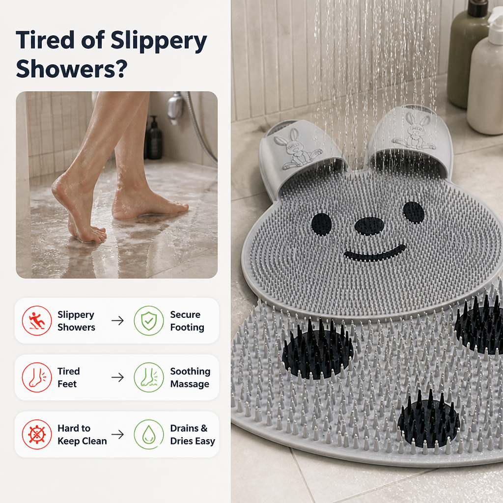 RevitaSoothe™ Silicone Massage Mat — Turn Every Shower Into a Revitalizing Foot Spa Experience