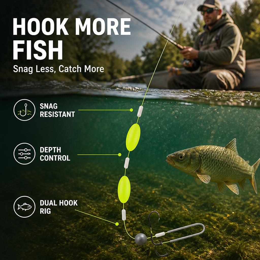 HydroGlide™ Dual-Hook Rig — Hook More Fish Without the Snag Frustration