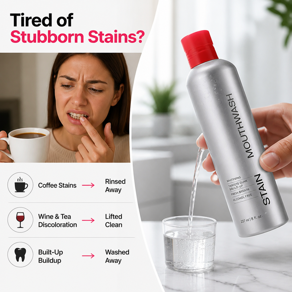 BrightRinse™ — Rinse Away Coffee Stains for a Cleaner, Brighter-Looking Smile