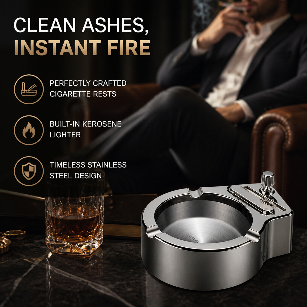 EmberEase™ — Command Every Smoke Break with Spotless Style and Instant Fire