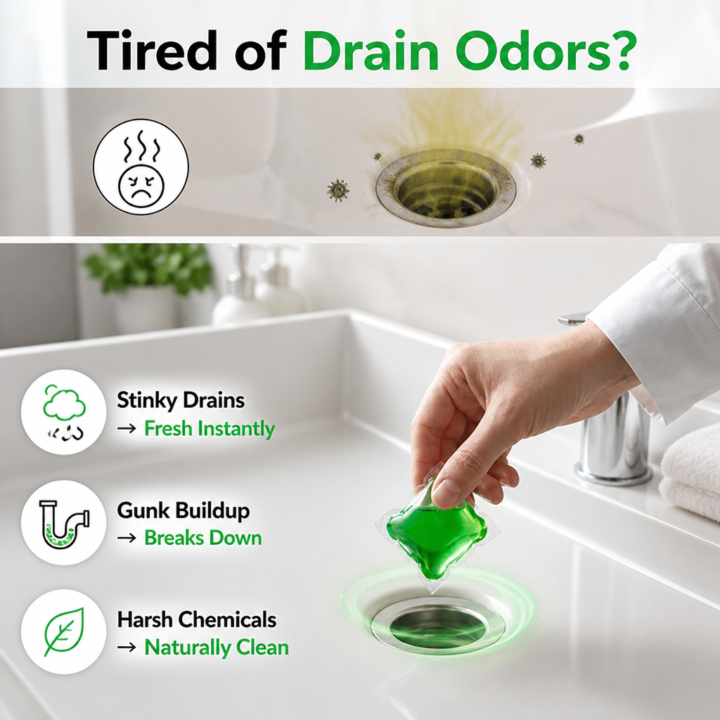 FreshMist™ Pods — Instantly Erase Drain Odors and Bask in Pure, Effortless Freshness