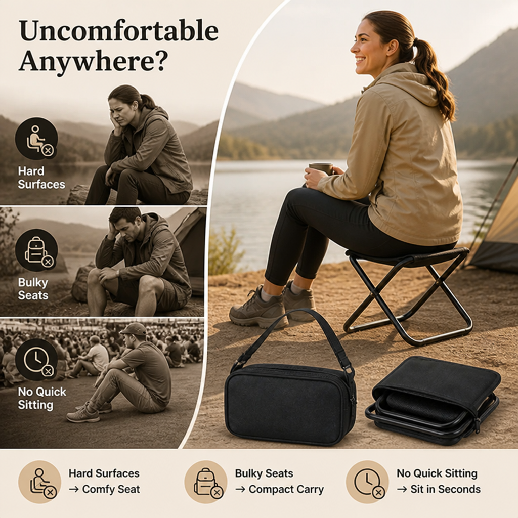 SwiftSit™ Compact Stool — Your On-the-Go Ticket to Instant, Rock-Solid Comfort Anywhere