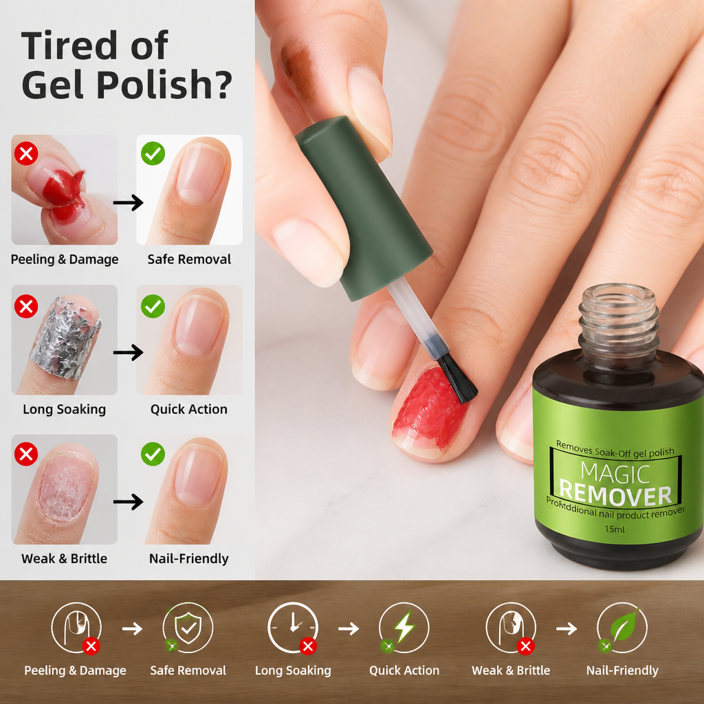 GlowEase™ Nail Gel Remover — Effortless, Damage-Free Gel Polish Lift in Minutes