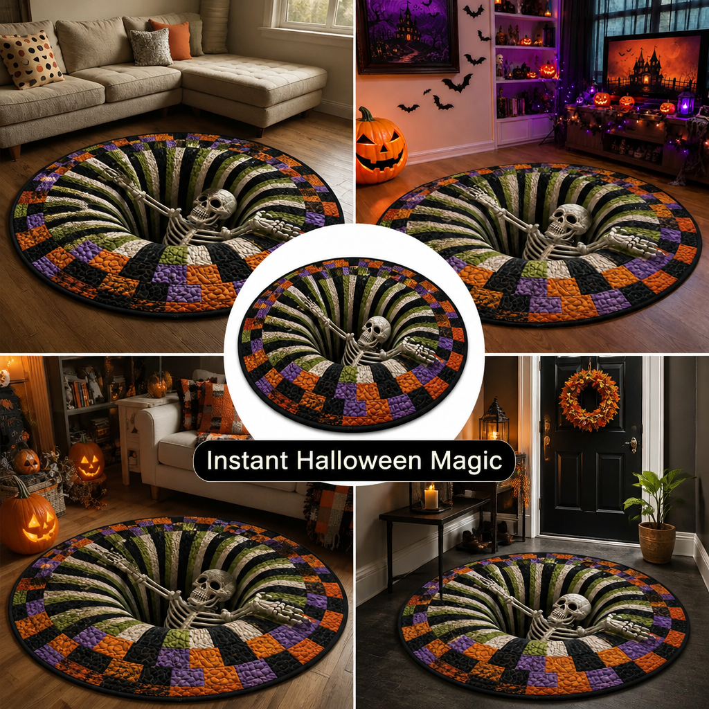 SpiriShade™ Round Quilted Rug — Captivate Every Eye with a Hauntingly Cozy Halloween Portal