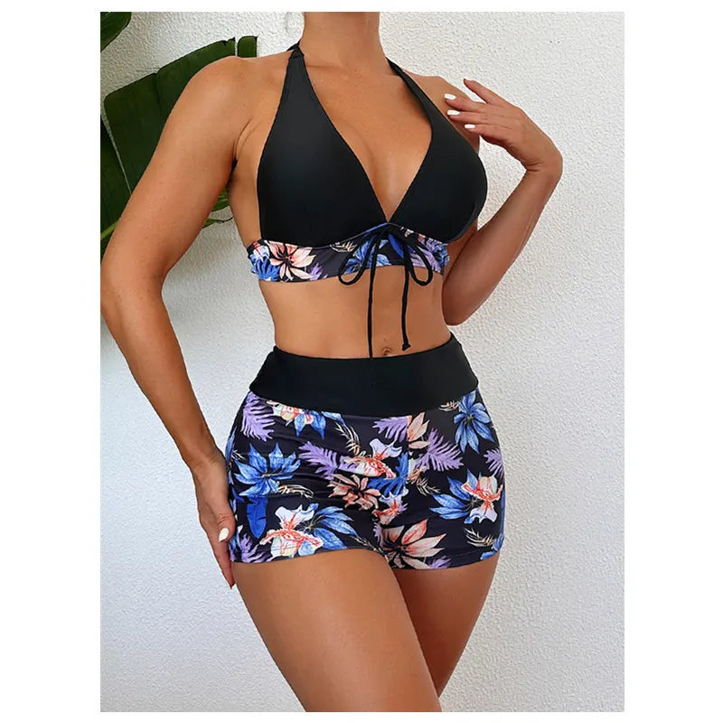 Solarelle™ Floral Backless Shorty Bikini Set — Sculpt Your Curves, Own Every Sunlit Moment