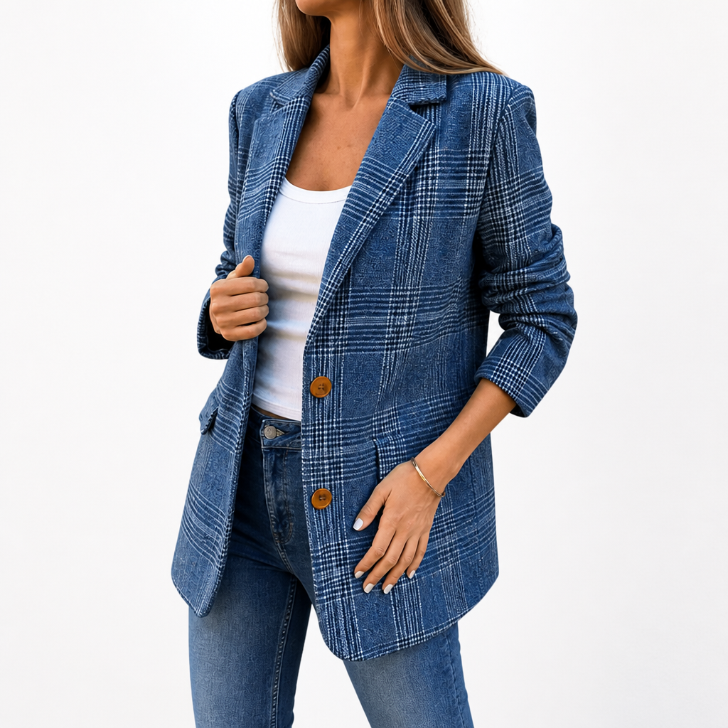 VeroStride™ Glen Plaid Blazer — Unleash Effortless Confidence That Moves With You All Day